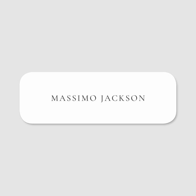 Name Minimalist Modern Plain Simple Black White Namnbricka (Framsida)