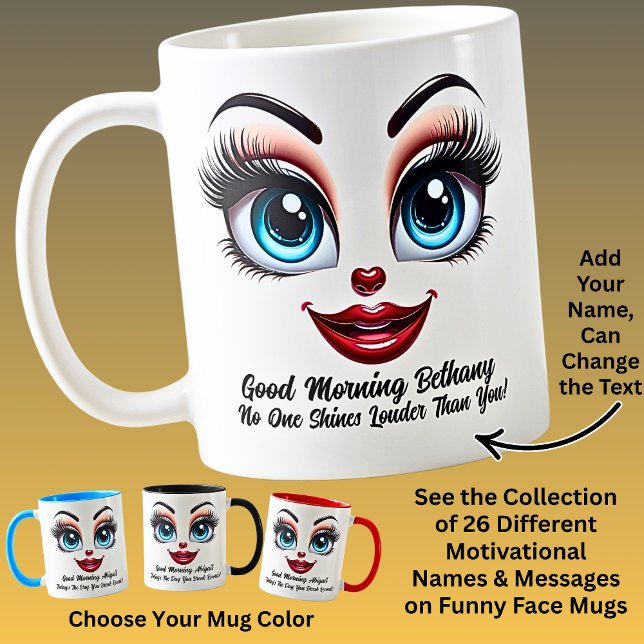 Name Motivation Bethany, Fabulous Eyes Funny Face Kaffemugg (Skapare uppladdad)