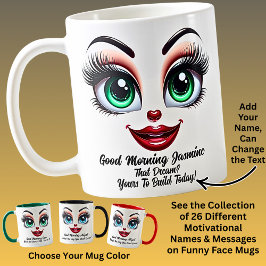 Name Motivation Jasmine, Fabulous Eyes Funny Face Kaffemugg