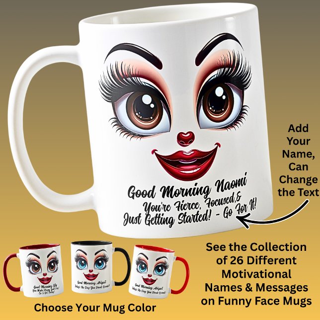 Name Motivation Naomi Fabulous Eyes Funny Face Kaffemugg (Skapare uppladdad)