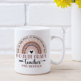 Name of 4Th grade teacher, Cute Rainbow Kaffemugg