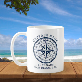 Name of your boat Nautical Vintage Compass Kaffemugg