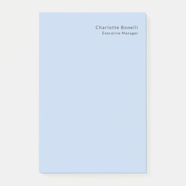 Name Professional Modern Minimalist Blue  Post-it Block (Framsida)