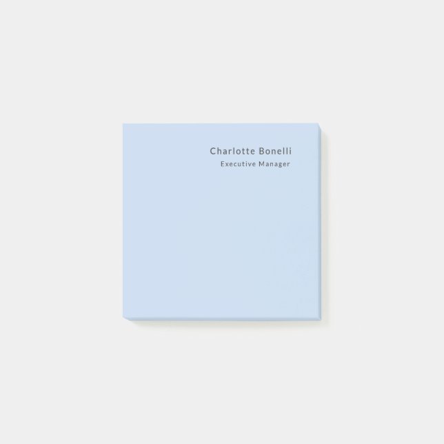 Name Professional Modern Minimalist Blue  Post-it Block (Framsida)