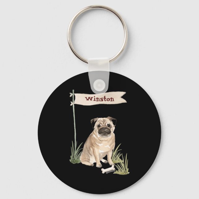 Name Pug Pet Dog  Nyckelring (Framsida)