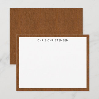 Name || Rich Bronze Denim Print Frame Border Anteckningskort