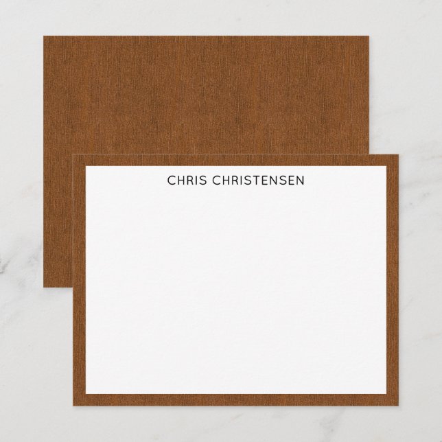 Name || Rich Bronze Denim Print Frame Border Anteckningskort (Fram/baksida)