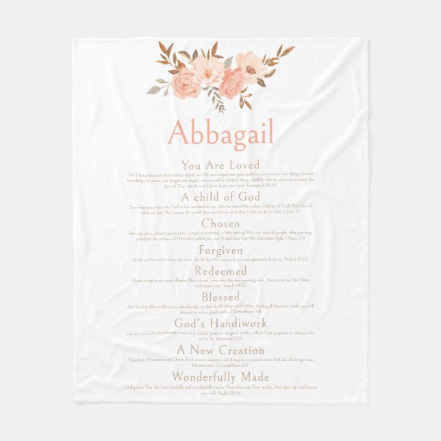 Name Scripture Christian Identity Bible Floral Fleecefilt (Framsidan)