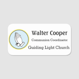 Name Tag Praying Hands or Your Logo Usher Greeter Namnbricka