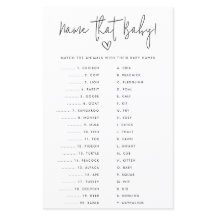 Name that Baby Minimalist Shower Paper Game Card