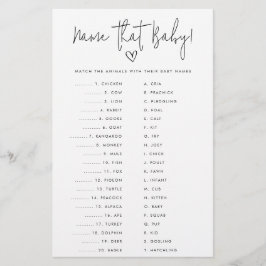 Name that Baby Minimalist Shower Paper Game Card Flygblad