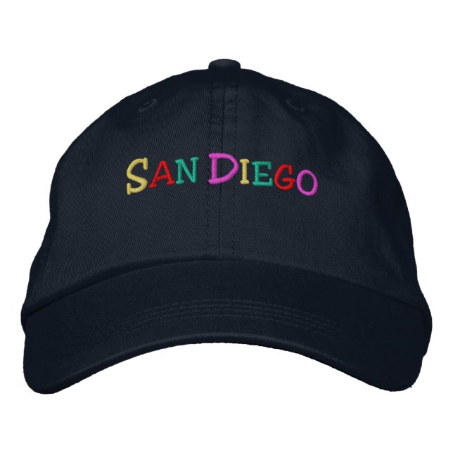 Namedrop Nation_San Diego-multifärgad Broderad Keps (Framsida)