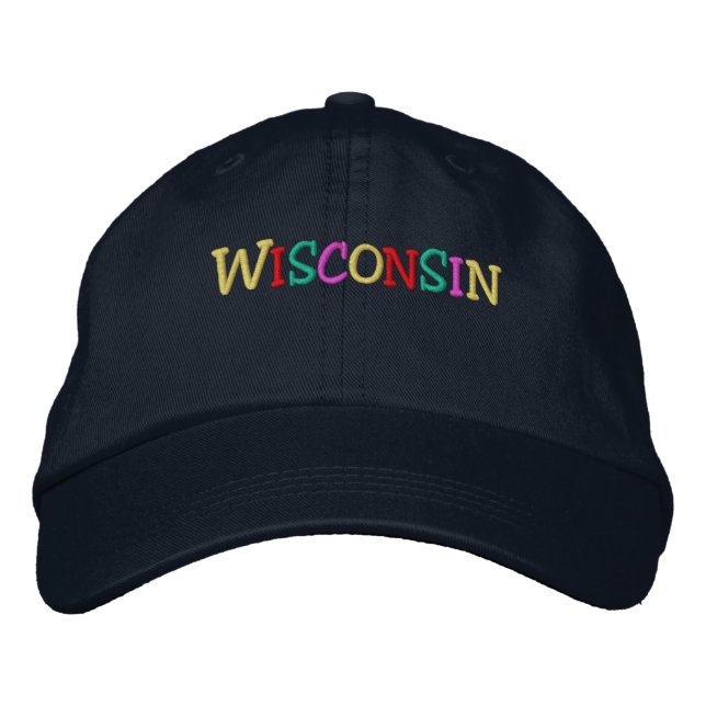 Namedrop Nation_Wisconsin-multifärgad Broderad Keps (Framsida)