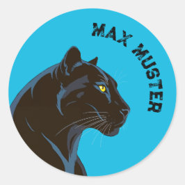 Namensaufkleber blau - Schwarzer Panther   Runt Klistermärke