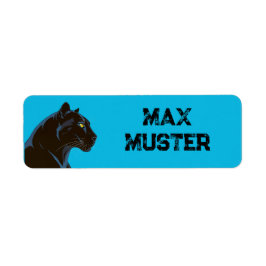 Namensaufkleber eckig - blau - Schwarzer Panther Returadress Etikett