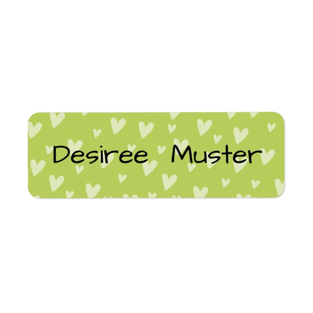 Namensaufkleber eckig - Herzchen grün Returadress Etikett (Framsidan)
