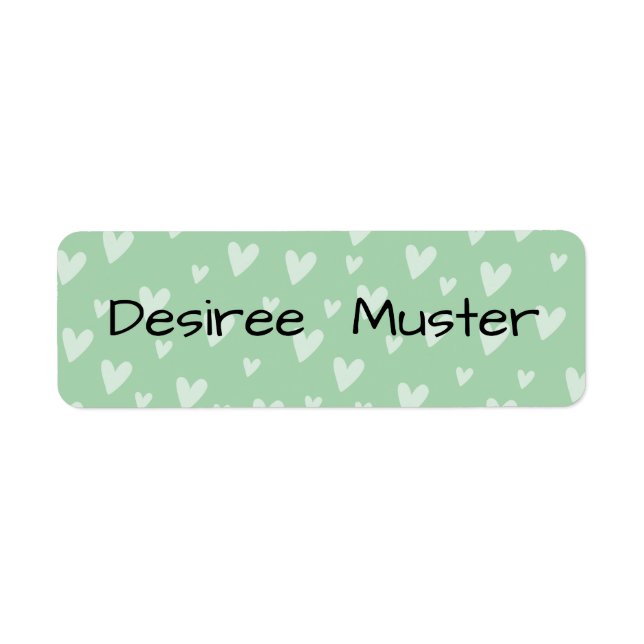 Namensaufkleber eckig - Herzchen mint grün Returadress Etikett (Framsidan)