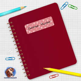 Namensaufkleber eckig - Herzchen rot Returadress Etikett