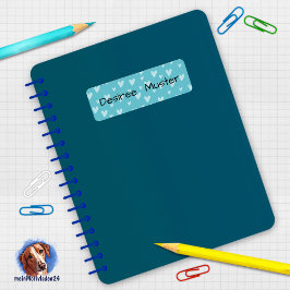 Namensaufkleber eckig - Herzchen türkis blau Returadress Etikett