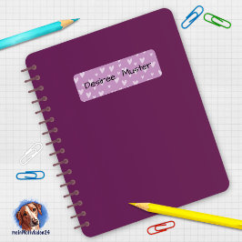 Namensaufkleber eckig - Herzchen violett Returadress Etikett