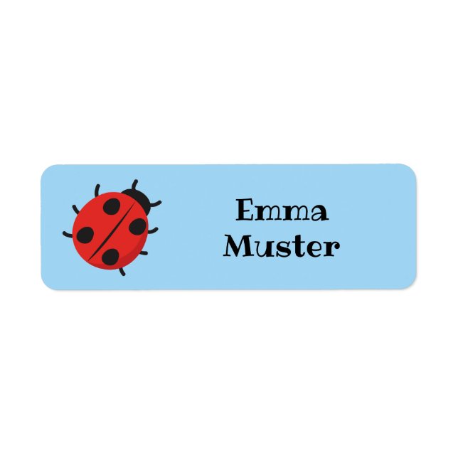 Namensaufkleber eckig - Marienkäfer - hellblau Returadress Etikett (Framsidan)