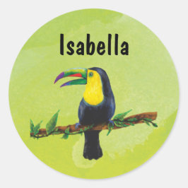 Namensaufkleber grün - Tucan Aquarell-Design  Runt Klistermärke