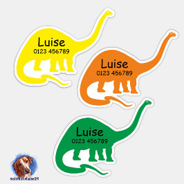 Namensaufkleber Langhals Dino 4 | Form - Aufkleber Klistermärken