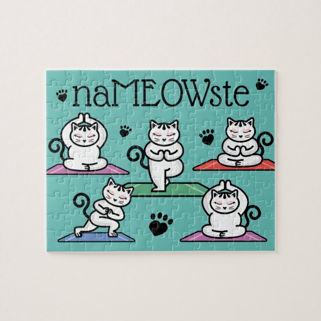 NaMEOWste Cute Cats in Yoga Meditating Poses Pussel (Horisontell)