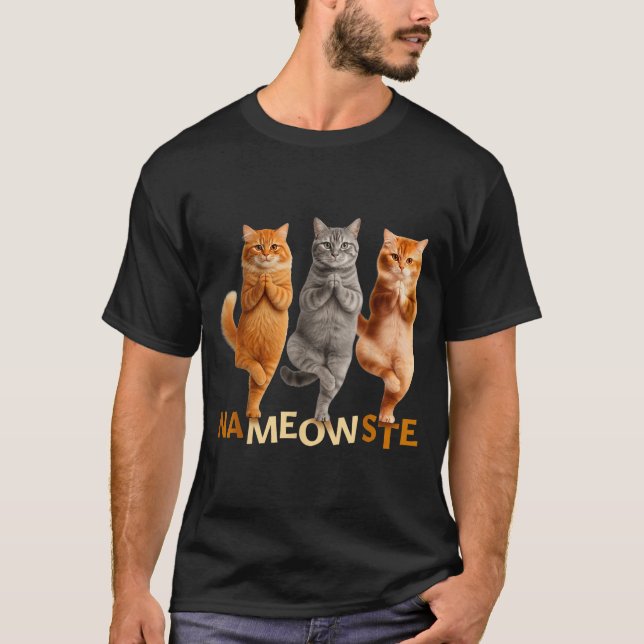 Nameowste Yoga Cat  T Shirt (Framsida)