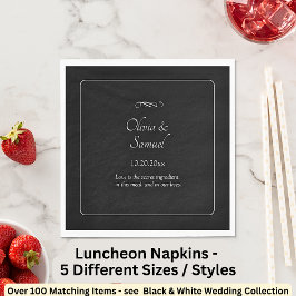 Names Date Message Black White Infinity Luncheon Pappersservett