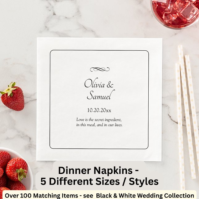 Names Date Message Black White Infinity  Pappersservett (Skapare uppladdad)