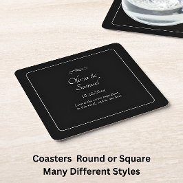 Names Date Message Black White Infinity Scroll,  Underlägg Papper Kvadrat