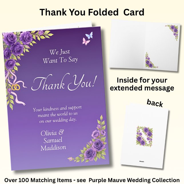 Names & Message on Purple Mauve Flowers & White Tack Kort (Skapare uppladdad)