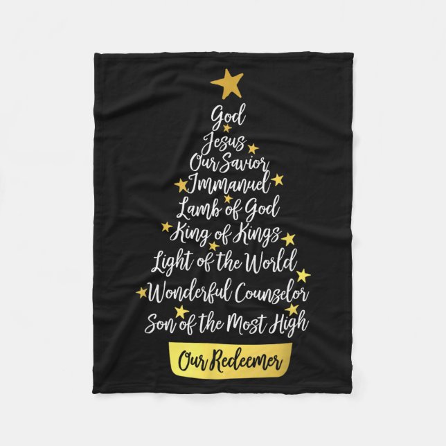 Names Of Jesus Christian Faith Christmas Tree  Fleecefilt (Framsidan)
