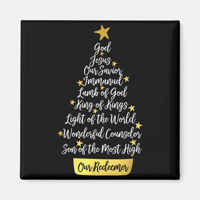 Names Of Jesus Christian Faith Christmas Tree  Magnet (Framsidan)