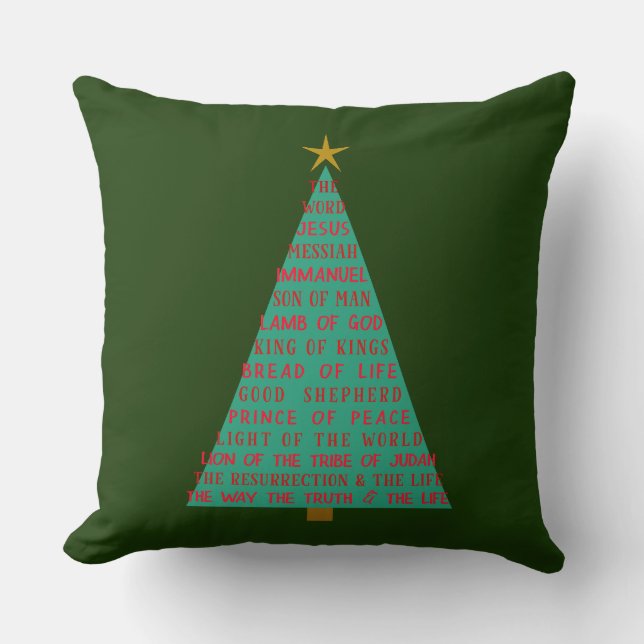 Names of Jesus Christmas Tree Kudde (Framsida)