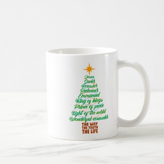 Names Of Jesus Christmas Tree Lights Christian Xma Kaffemugg (Höger)