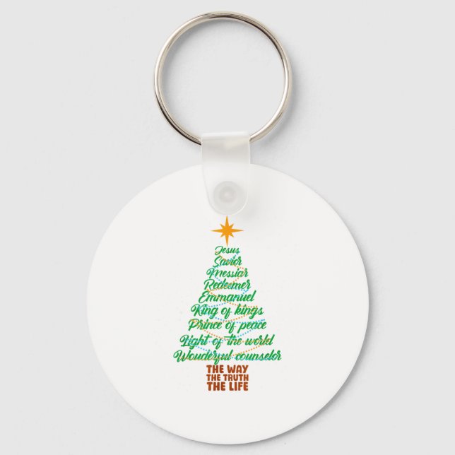 Names Of Jesus Christmas Tree Lights Christian Xma Nyckelring (Framsida)