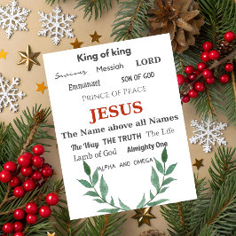 Names of Jesus Typography Christmas Greeting Card Helgkort