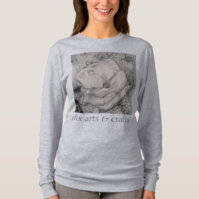 namesake magnolia, blommor, tyg, bomull och hand t shirt (Framsida)