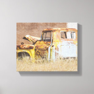 Namibia Afrika Abandoned Car Wreck liggande Canvastryck