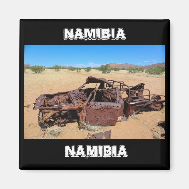 Namibia Afrika Car Wreck Bullet Hål liggande Magnet (Framsidan)