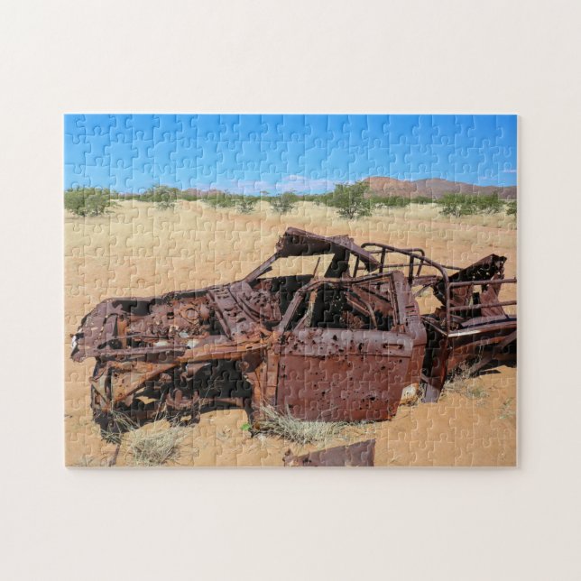 Namibia Afrika Car Wreck Bullet Hål liggande Pussel (Horisontell)