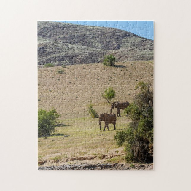 Namibia Afrika Huab River Elephant Damaraland Pussel (Vertikal)