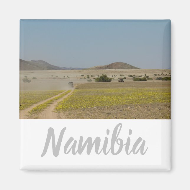 Namibia Afrika liggande Namibian Desert Road 4x4 Magnet (Framsidan)
