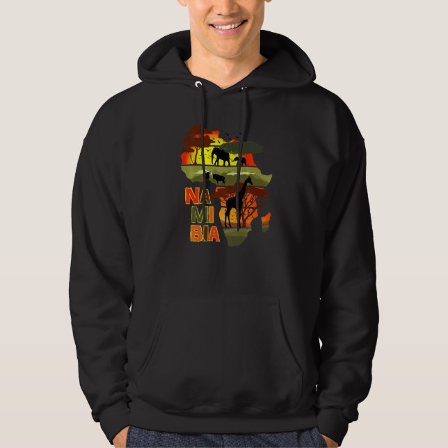 Namibia Afrika Sunset Continent Nature Vilda djur Hoodie (Framsida)