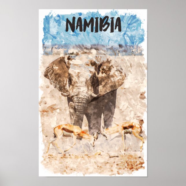Namibia Afrika Wildlife Safari Poster (Framsidan)