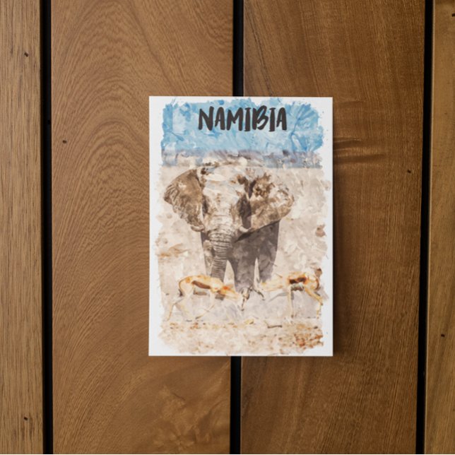 Namibia Afrika Wildlife Safari Vykort (Namibia Africa Wildlife Watercolor Safari Postcard)