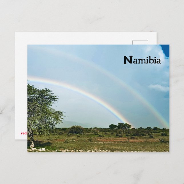 Namibia Dubbla Rainbow Vykort (Fram/baksida)