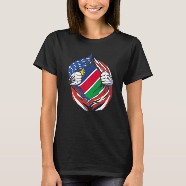 Namibia Flagga American Proud of My Namibian Herit T Shirt (Framsida)